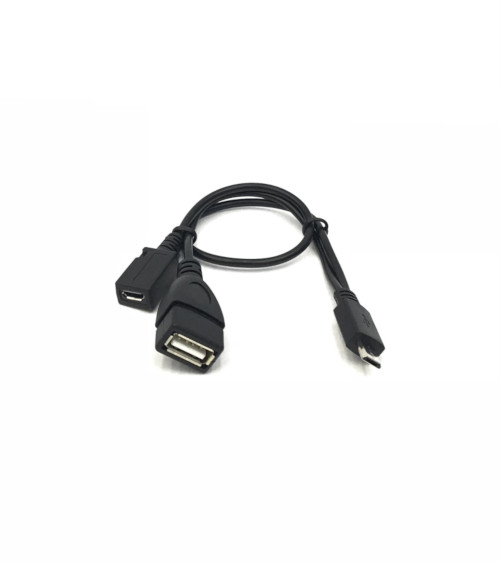 Micro USB M to USB AF + Micro USB F Short Cable